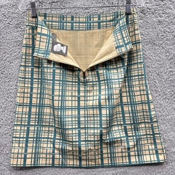 Anthropologie Girls From Savoy Size 4 A-Line Skirt Blue Checkered Front‎ Pockets - Picture 7 of 10